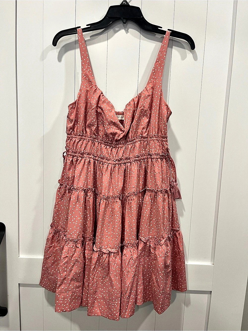 Mimi Chica Pink Polka Dot Tiered Mini Dress Like New